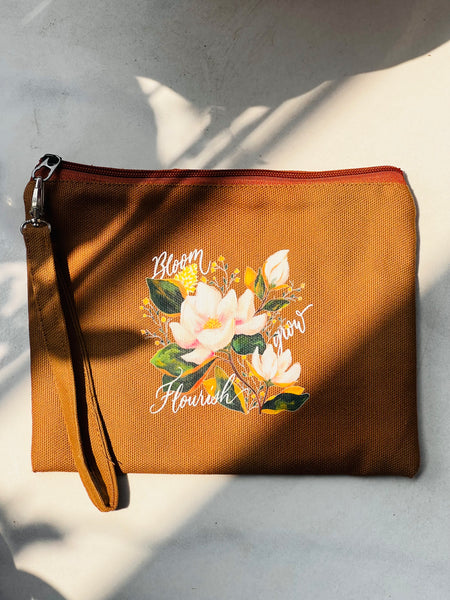 Bloom, Grow, Flourish | Zippered Pouch with Wristlet