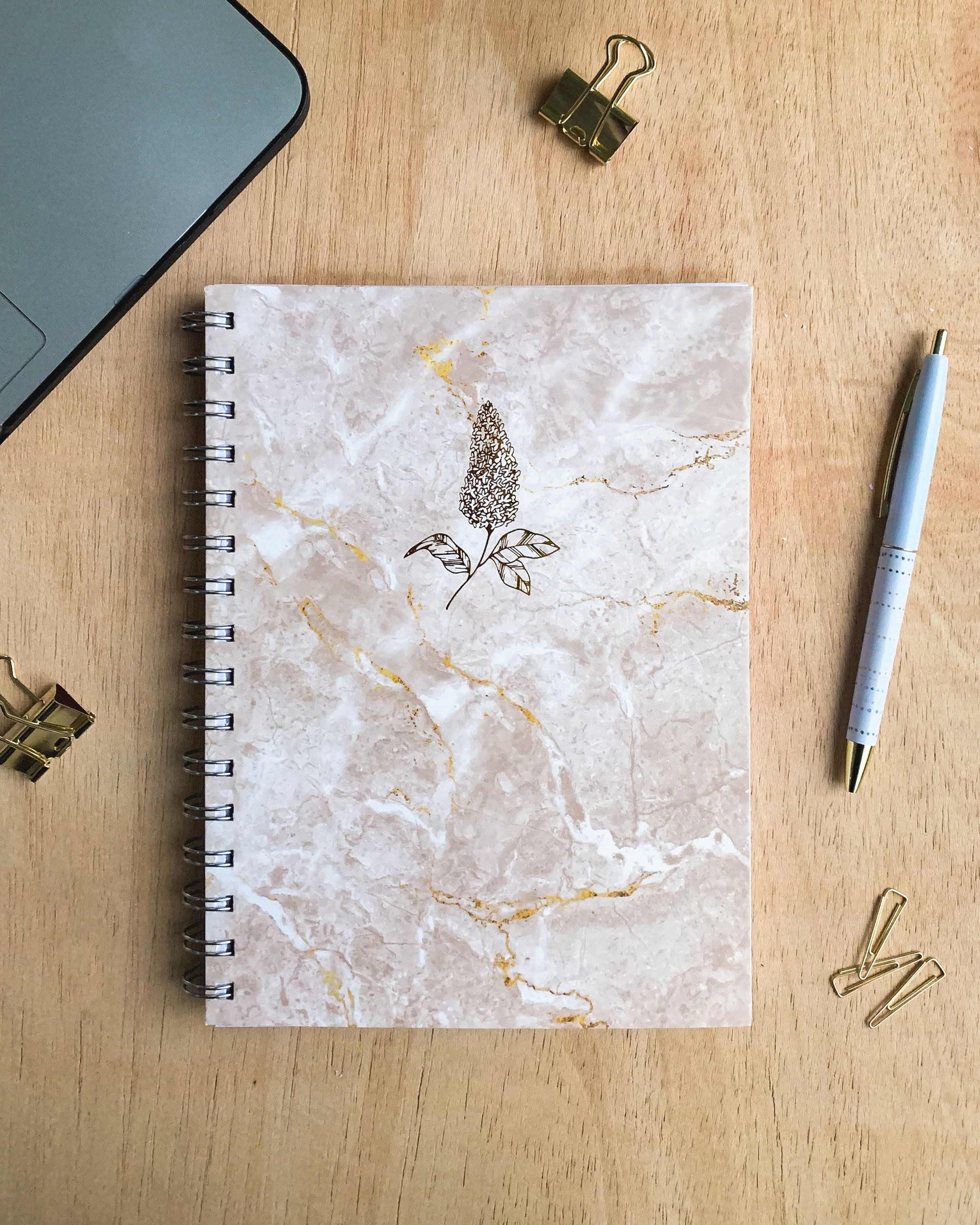 Gold Foiled Beige Marble Undated Planner - Oops! Sale