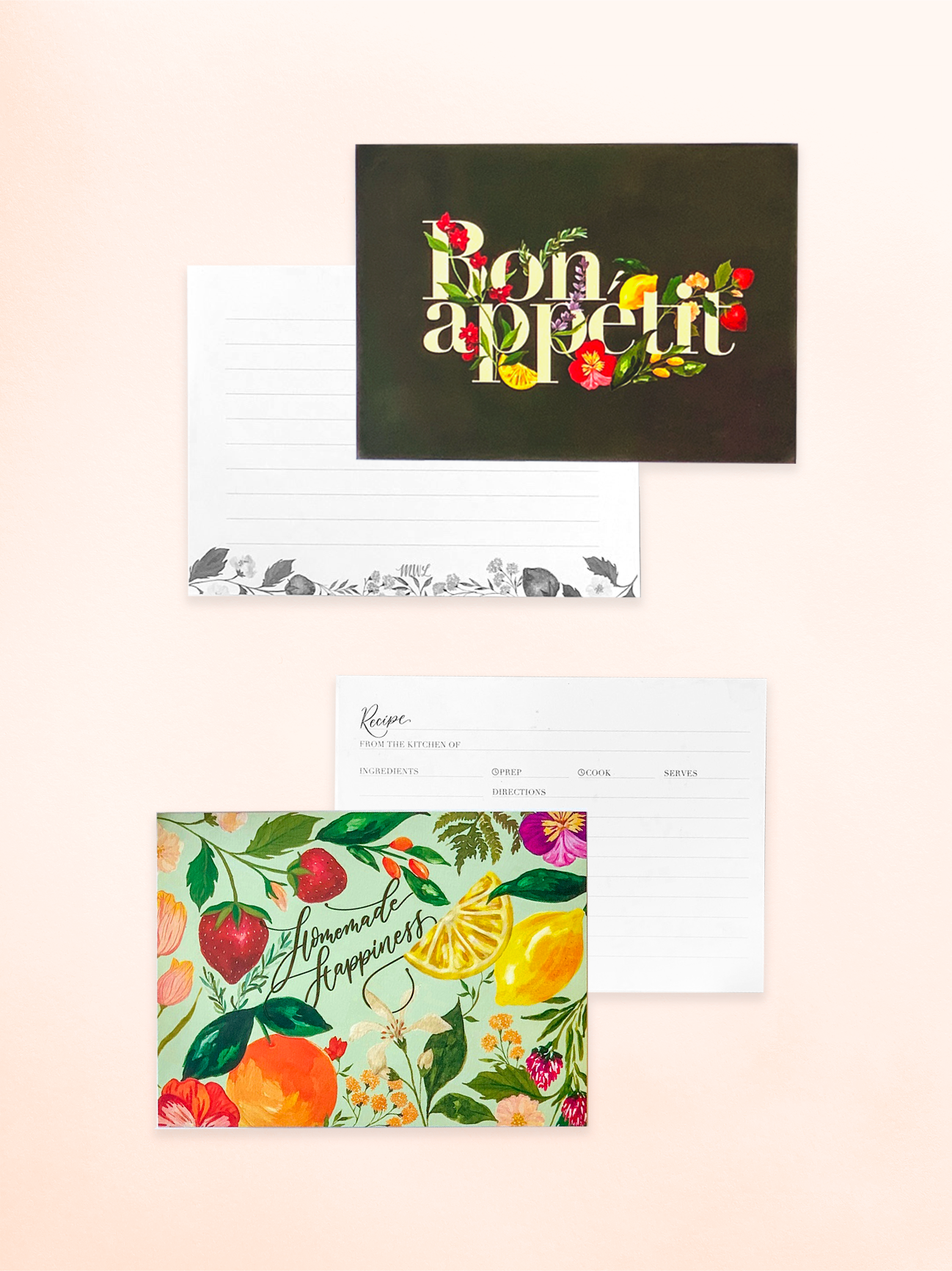 Floral Recipe Card Set